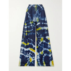 Alanui Moonrise 'Tie-Dyed' Blue High-Rise Wide-Leg Denim Jeans Size 27